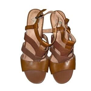 Nurture Brown Leather Wedges, Size 10